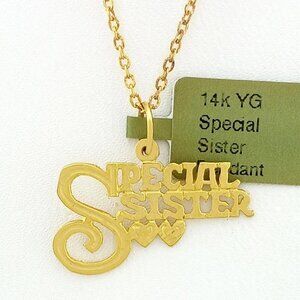 Special Sister Pendant Solid 14k Yellow Gold